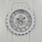 Rotating Gear Wall Clock Powered by 3 x AA Batteries (Not Included) -  White 50cm Diameter