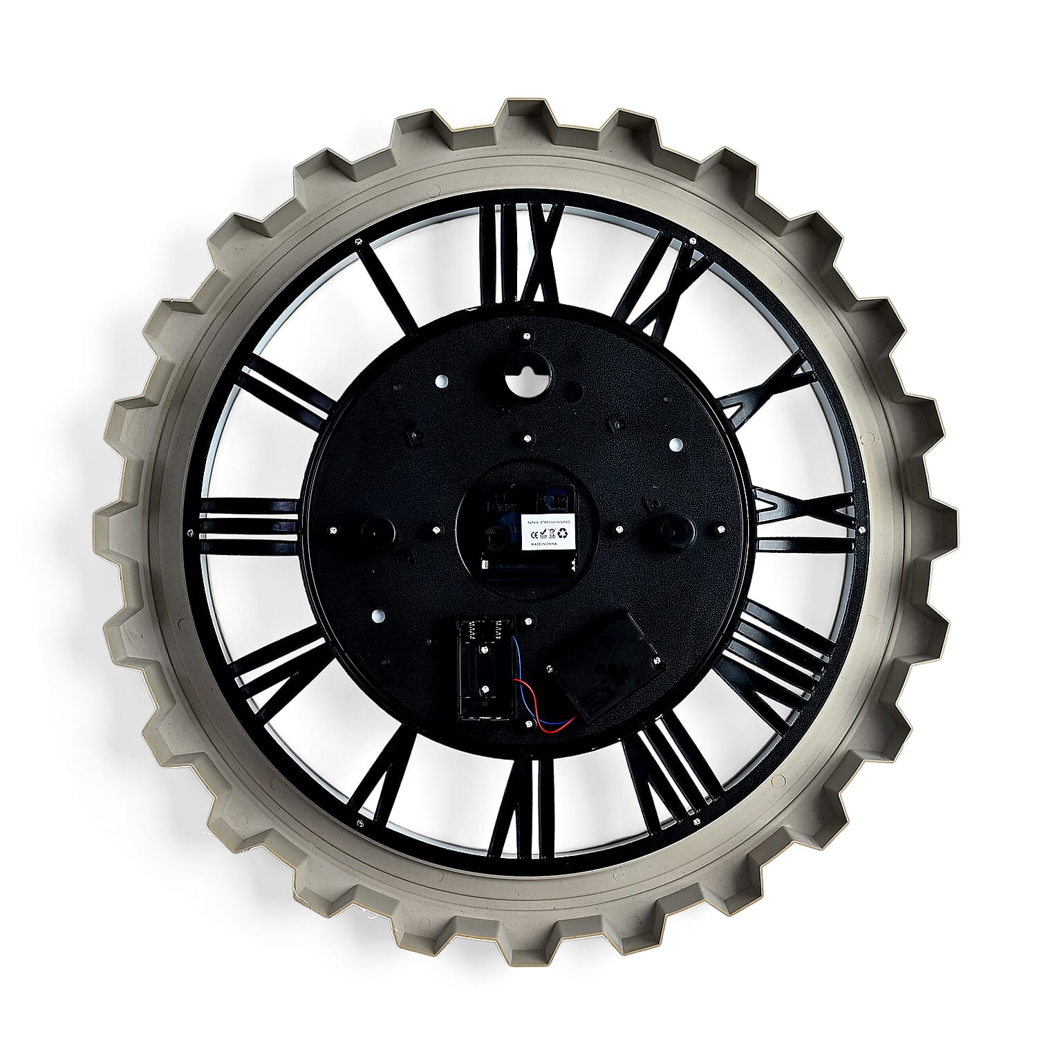 Rotating Gear Wall Clock Powered by 3 x AA Batteries (Not Included) -  White 50cm Diameter