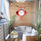 Owl Pendulum Wall Clock (2xAA Battery not inc.) - White - Red