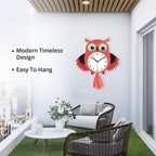 Owl Pendulum Wall Clock (2xAA Battery not inc.) - White - Red