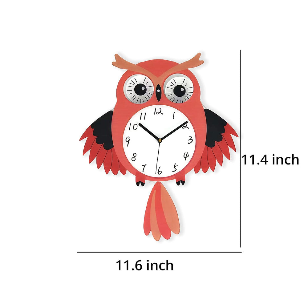 Owl Pendulum Wall Clock (2xAA Battery not inc.) - White - Red