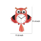 Owl Pendulum Wall Clock (2xAA Battery not inc.) - White - Red