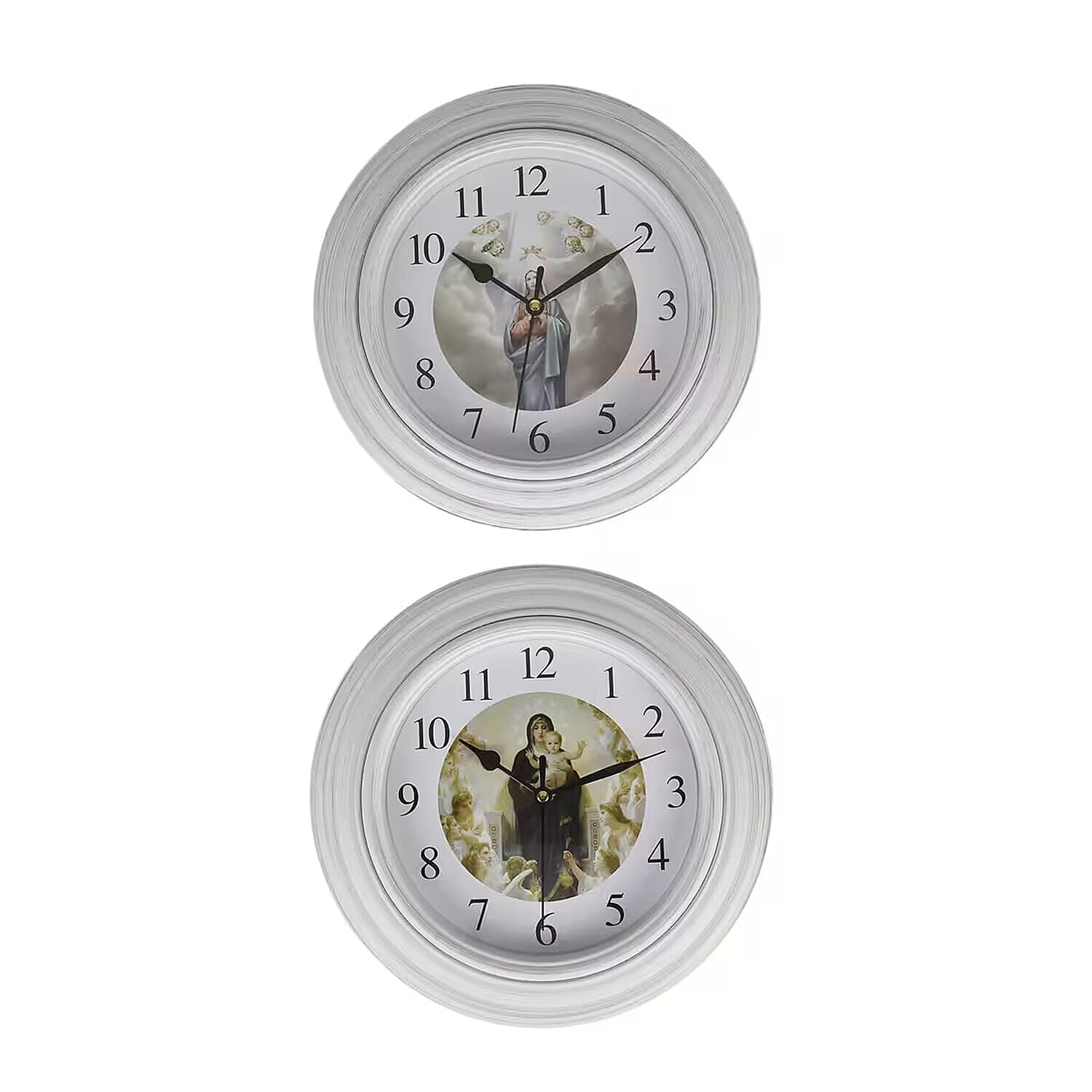 Set of 2 -  Wall Clock (1AA Batteries Not Included) - White