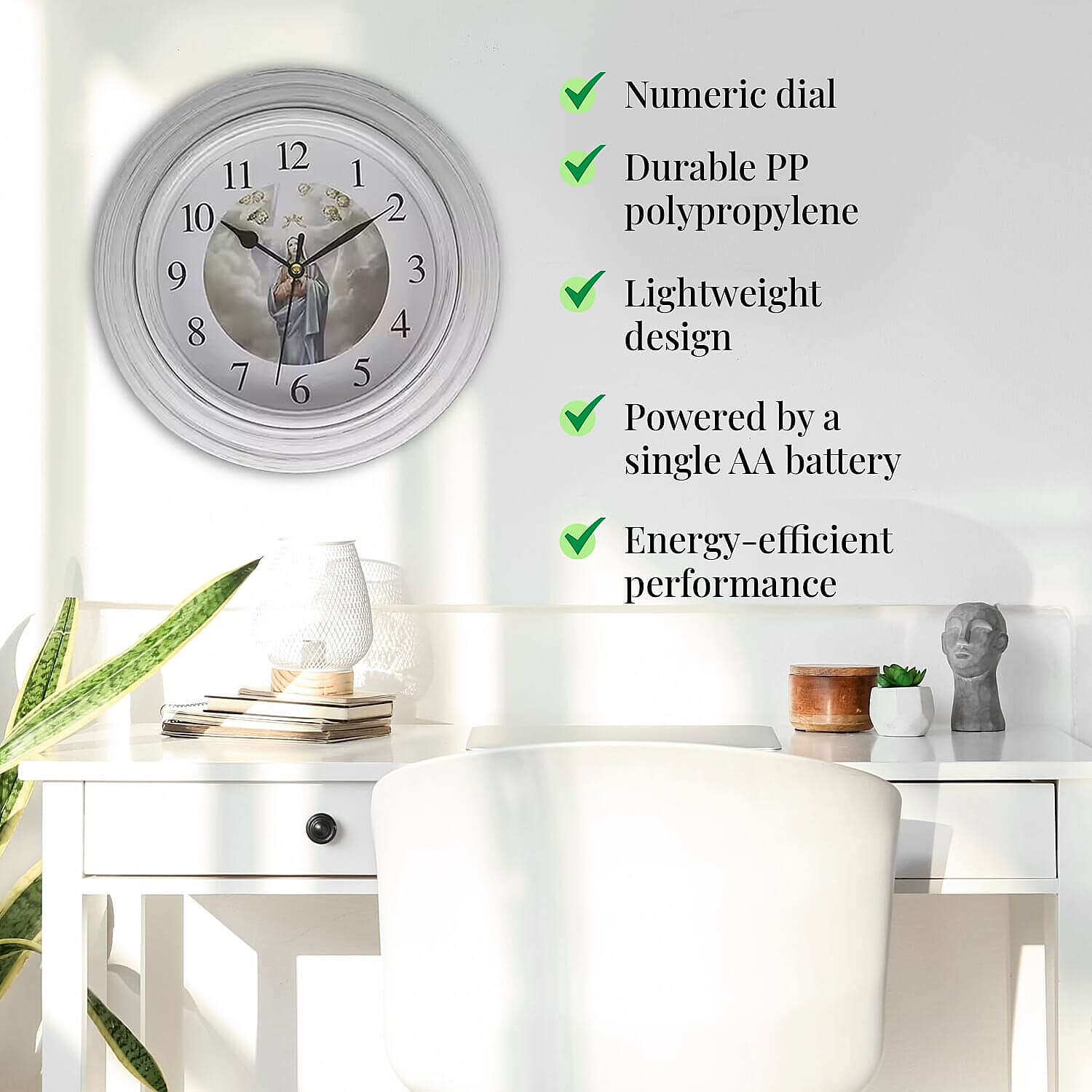 Set of 2 -  Wall Clock (1AA Batteries Not Included) - White