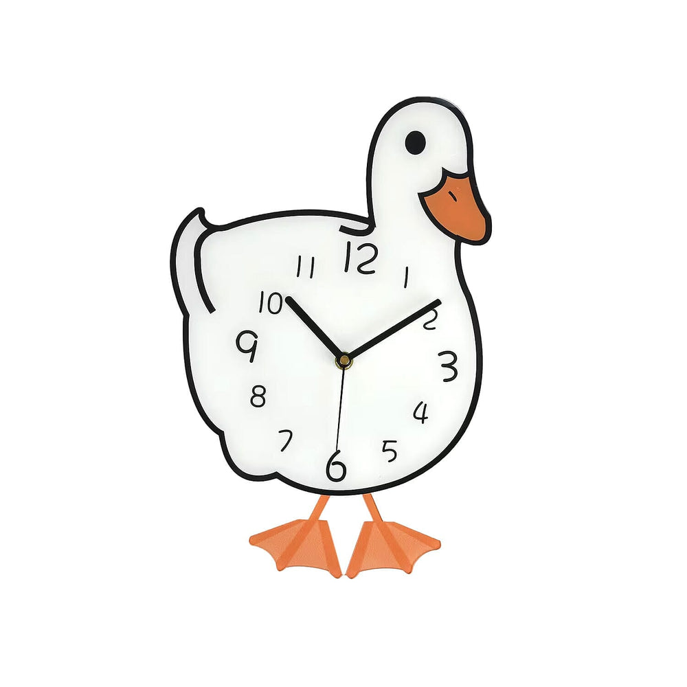 Duck Pendulum Wall Clock (2AA Batteries not Included) - White