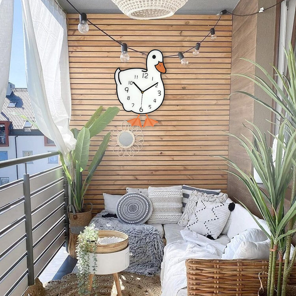 Duck Pendulum Wall Clock (2AA Batteries not Included) - White