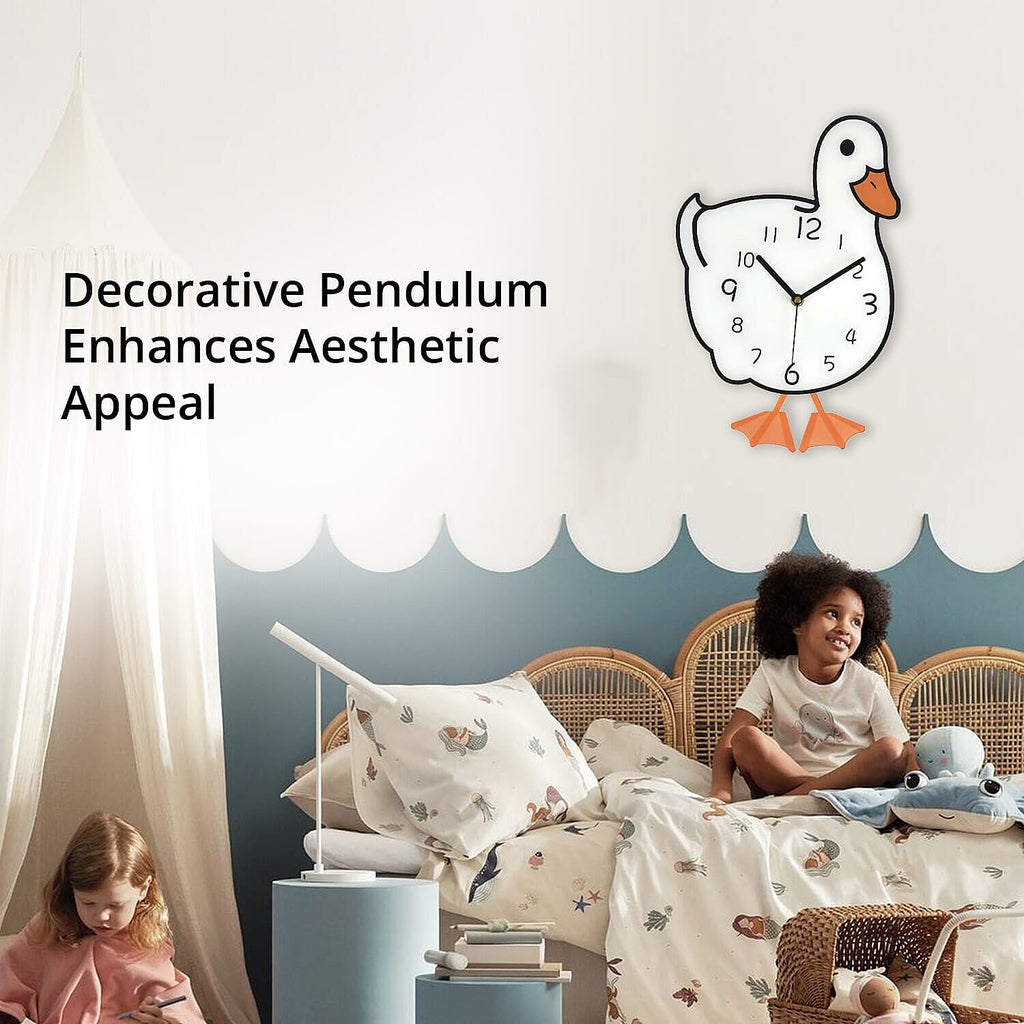 Duck Pendulum Wall Clock (2AA Batteries not Included) - White