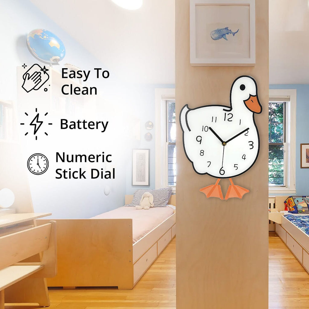 Duck Pendulum Wall Clock (2AA Batteries not Included) - White