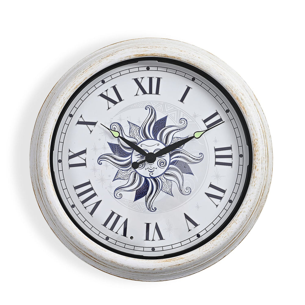 Waterproof Outdoor Wall Clock with LED Lights Powered by 4xAA Batteries (not included) - White