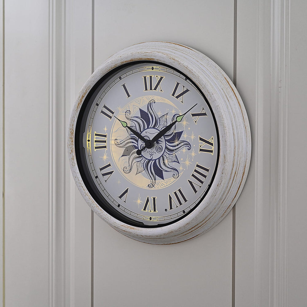 Waterproof Outdoor Wall Clock with LED Lights Powered by 4xAA Batteries (not included) - White