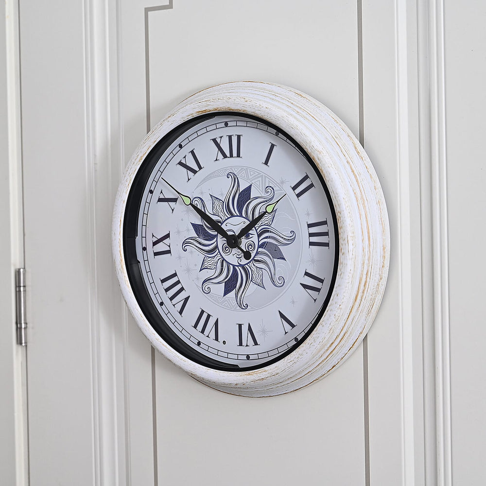 Waterproof Outdoor Wall Clock with LED Lights Powered by 4xAA Batteries (not included) - White