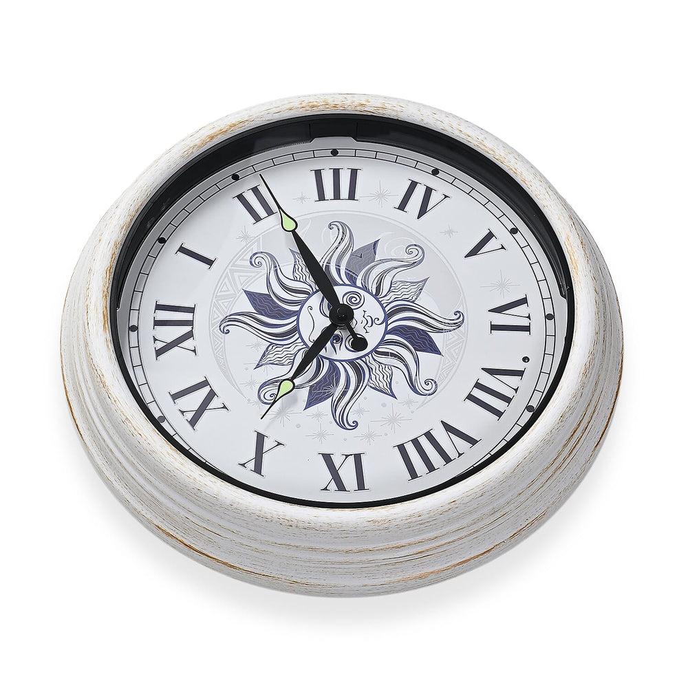Waterproof Outdoor Wall Clock with LED Lights Powered by 4xAA Batteries (not included) - White