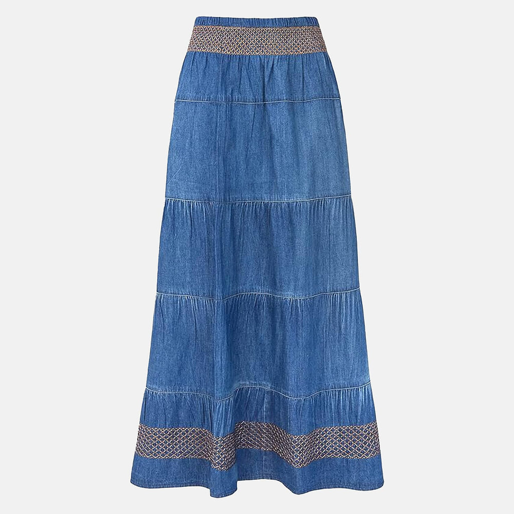 Close Out Deal 100% Cotton Denim Tiered Skirt (Size 8)