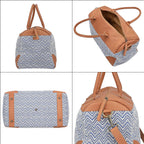 Genuine Leather Handmade Jacquard Holdall Luggage Bag - Tan