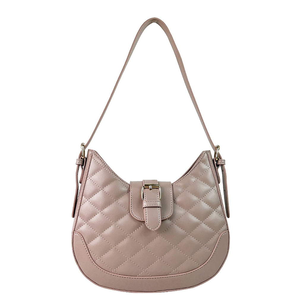 Close Out Deal - Quilted Plain Bag with Shoulder Strap - Nude
