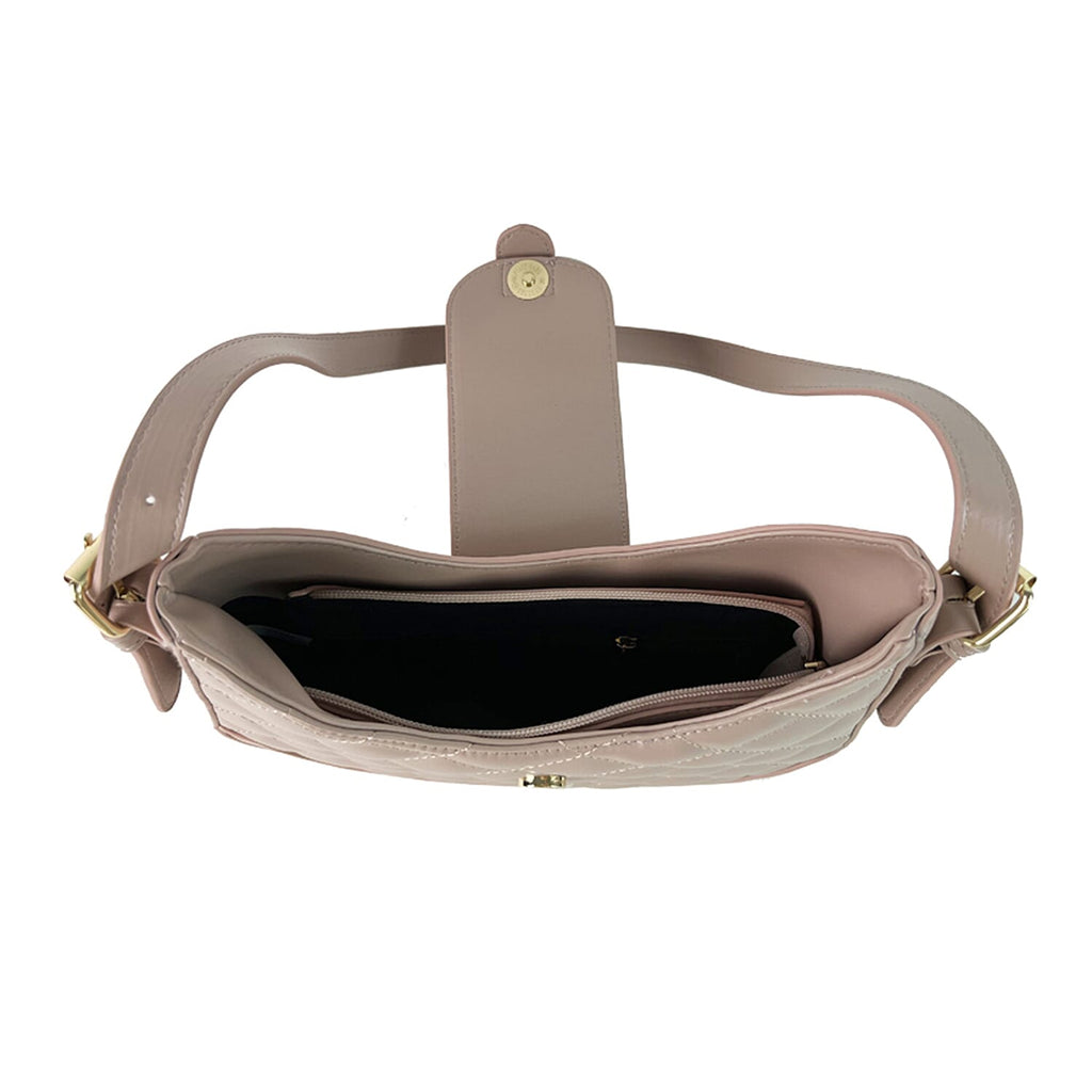 Close Out Deal - Quilted Plain Bag with Shoulder Strap - Nude