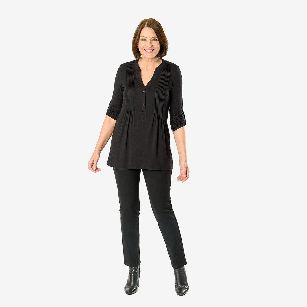 Close Out Pintuck Shirt (Size 12) - Black