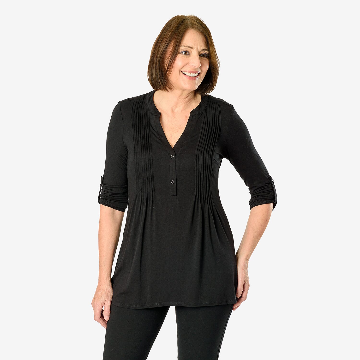 Close Out Pintuck Shirt (Size 12) - Black