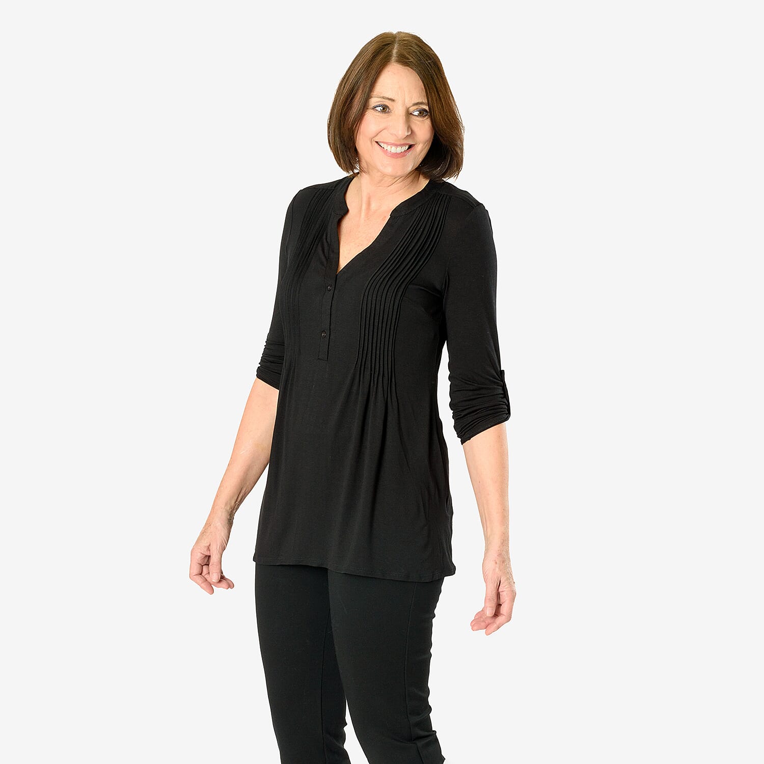 Close Out Pintuck Shirt (Size 12) - Black