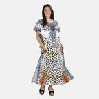 Close Out Printed Kaftan Dress (One Size up to 18) - White