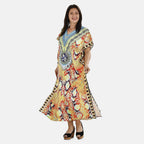 Close Out Summer Printed Kaftan Dress (One Size up to 18) - Yellow