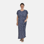 Close Out - Stretch Jersey Maxi Dress (One Size,8-18) - Navy Blue & White