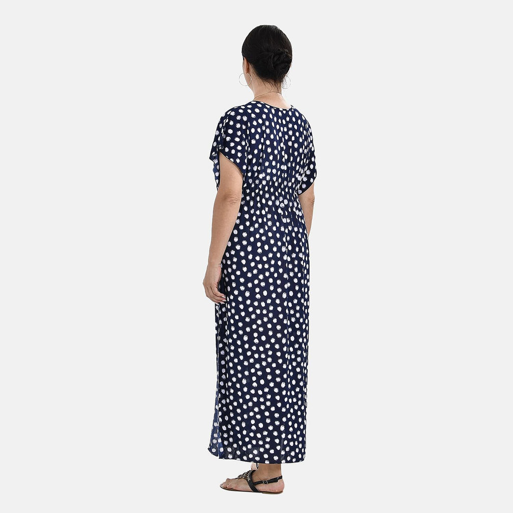Close Out - Stretch Jersey Maxi Dress (One Size,8-18) - Navy Blue & White