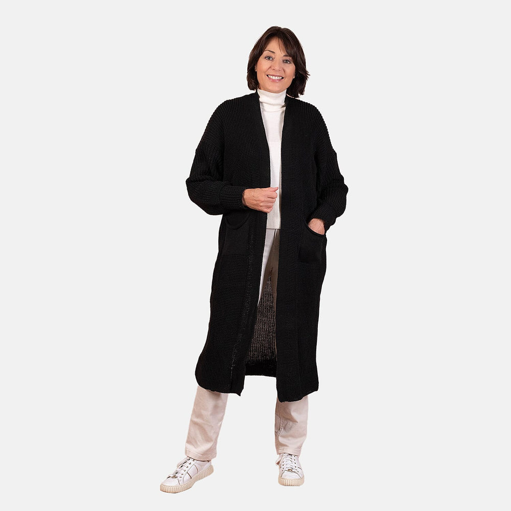 Closeout - Balloon Sleeve Long Cardigan (One Size,8 to 18) - Black