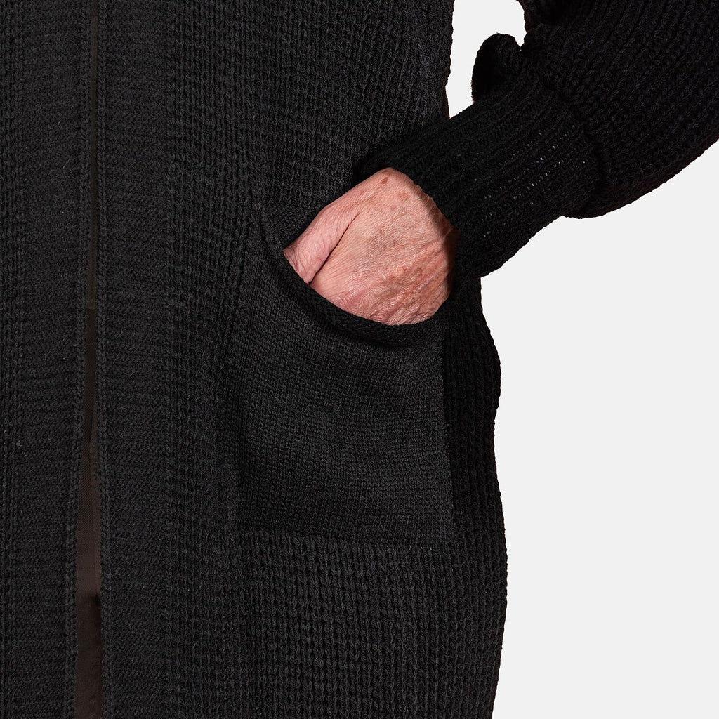 Closeout - Balloon Sleeve Long Cardigan (One Size,8 to 18) - Black