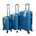 Bordlite Set of 3 - Durable Hard Shell 4 Wheel Suitcases with Soft Grip Handles- Sky Blue