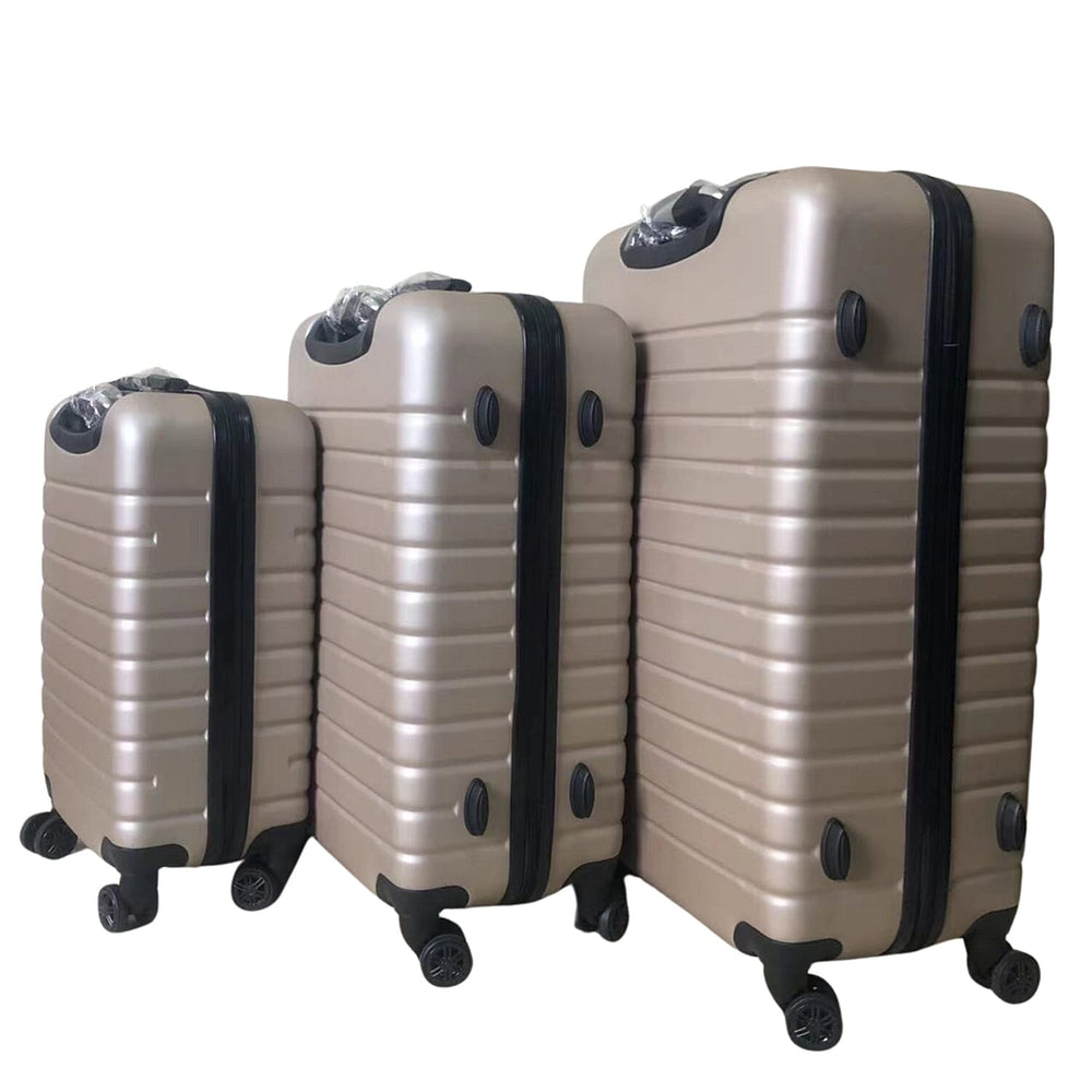 Bordlite Set of 3 - Durable Hard Shell 4 Wheel Suitcases with Soft Grip Handles - Gold
