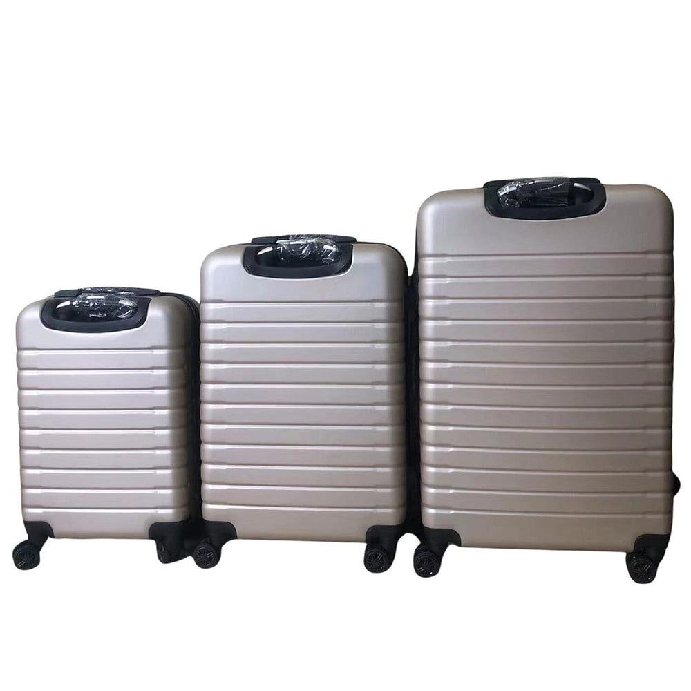 Bordlite Set of 3 - Durable Hard Shell 4 Wheel Suitcases with Soft Grip Handles - Gold
