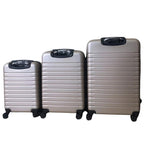 Bordlite Set of 3 - Durable Hard Shell 4 Wheel Suitcases with Soft Grip Handles - Gold