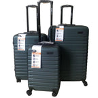 Bordlite Set of 3 - Durable Hard Shell 4 Wheel Suitcases with Soft Grip Handles - Dark Green