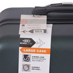 Bordlite Set of 3 - Durable Hard Shell 4 Wheel Suitcases with Soft Grip Handles - Dark Green