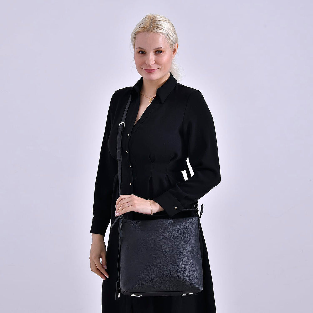Closeout Deal- 100% Genuine Leather Bag - Black