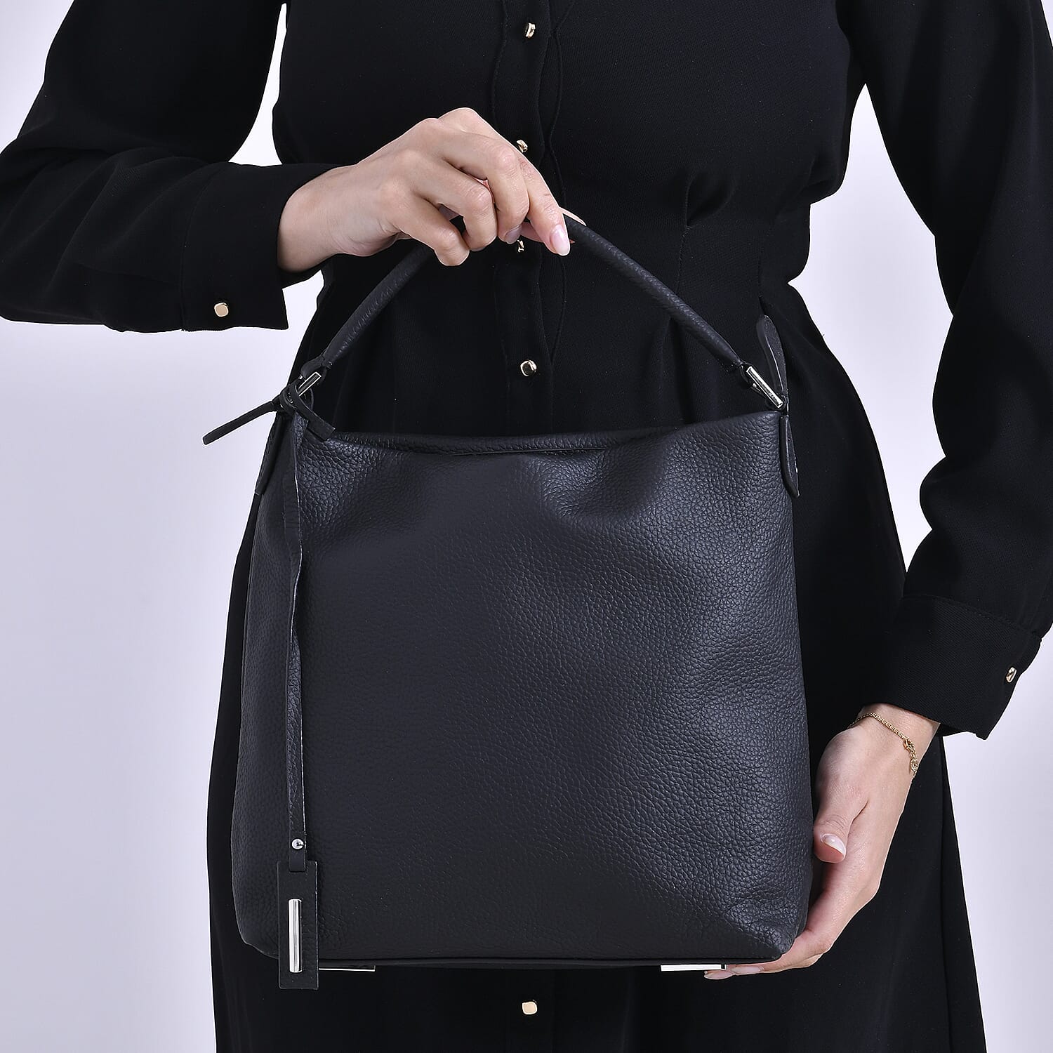 Closeout Deal- 100% Genuine Leather Bag - Black