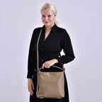 Closeout Deal- 100% Genuine Leather Bag - Khaki