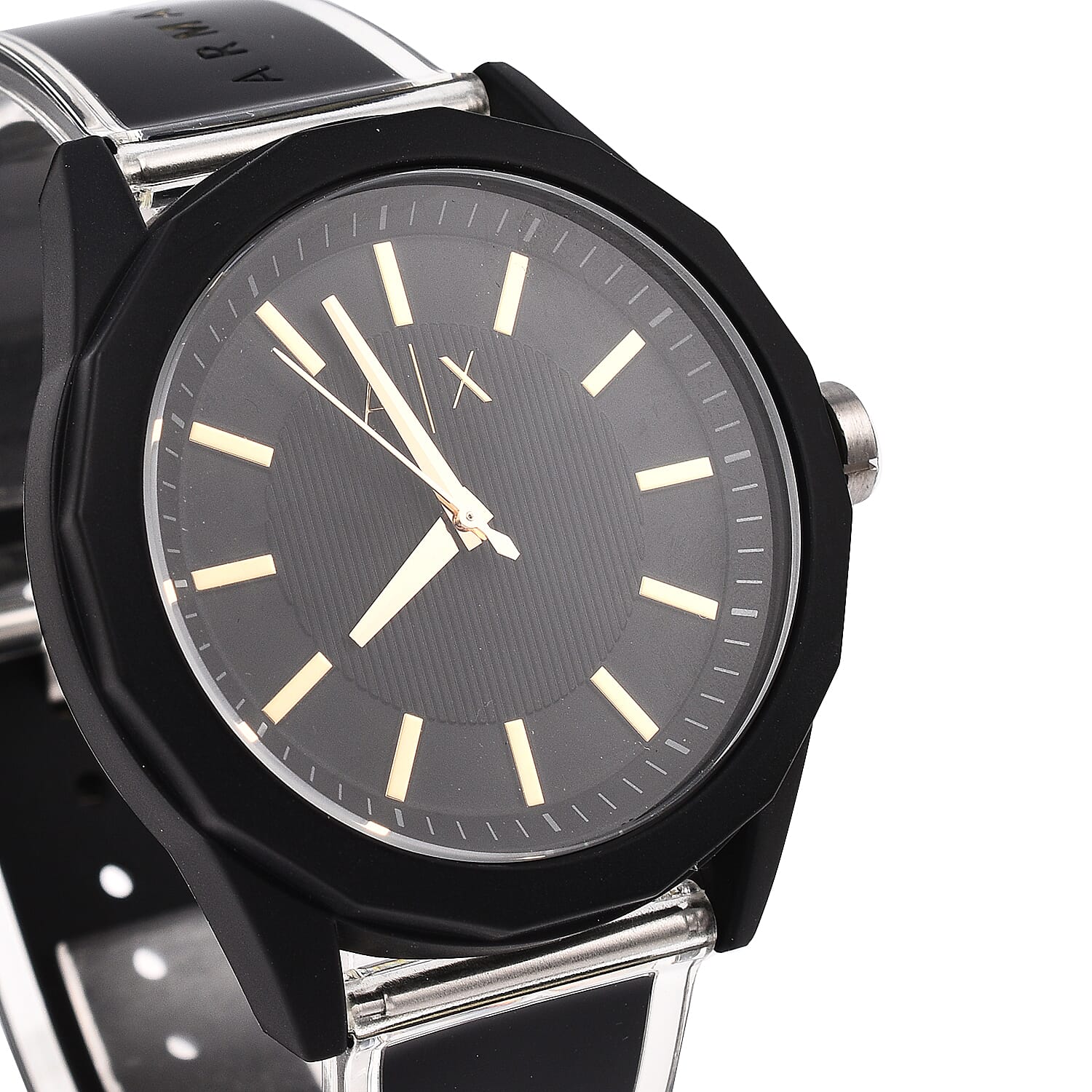 Closeout Deal - ARMANI EXCHANGE Gold Tone 3 Hand Analogue 5 ATM Water Resistant Watch -Black