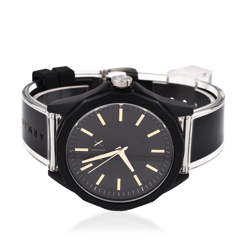 Closeout Deal - ARMANI EXCHANGE Gold Tone 3 Hand Analogue 5 ATM Water Resistant Watch -Black