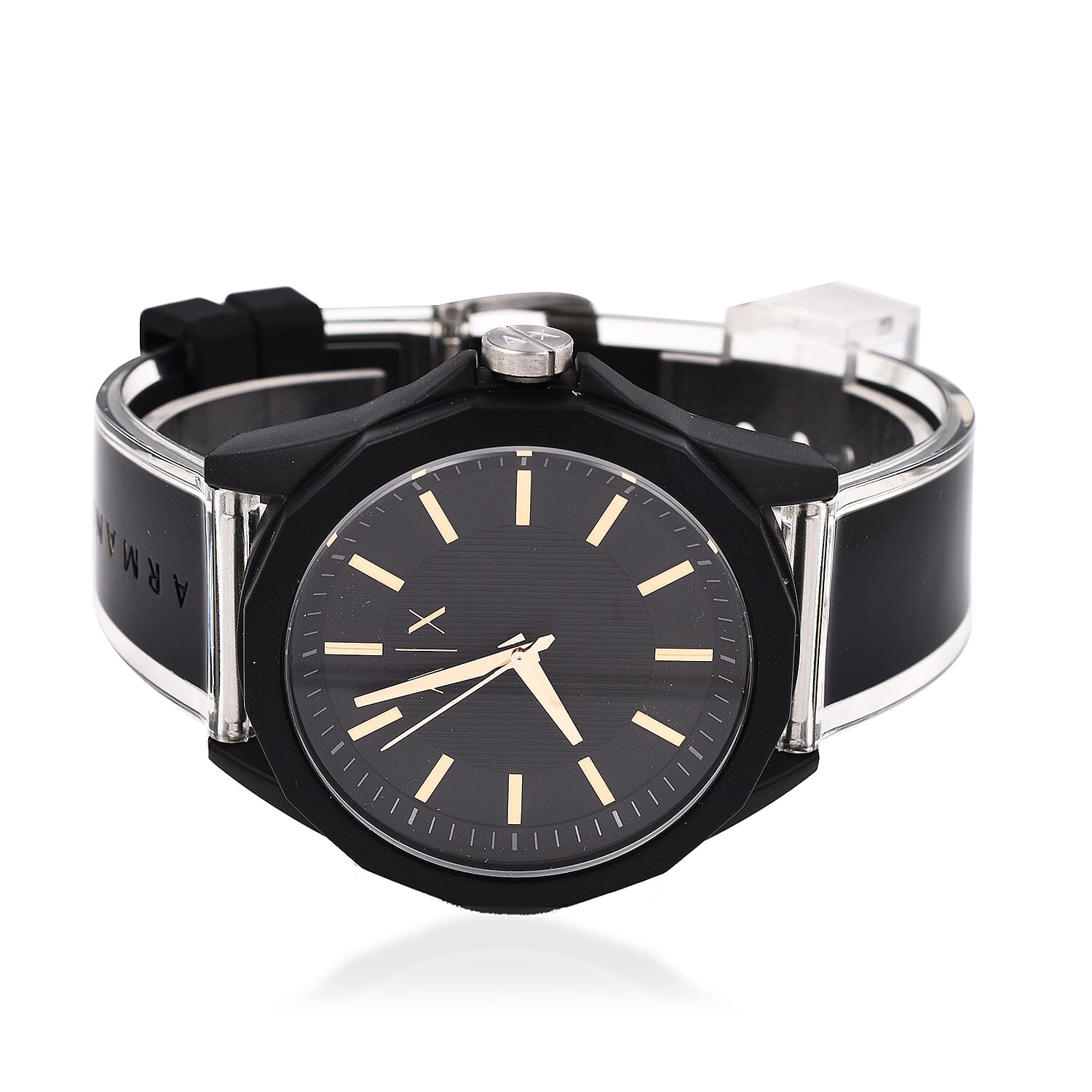 Closeout Deal - ARMANI EXCHANGE Gold Tone 3 Hand Analogue 5 ATM Water Resistant Watch -Black