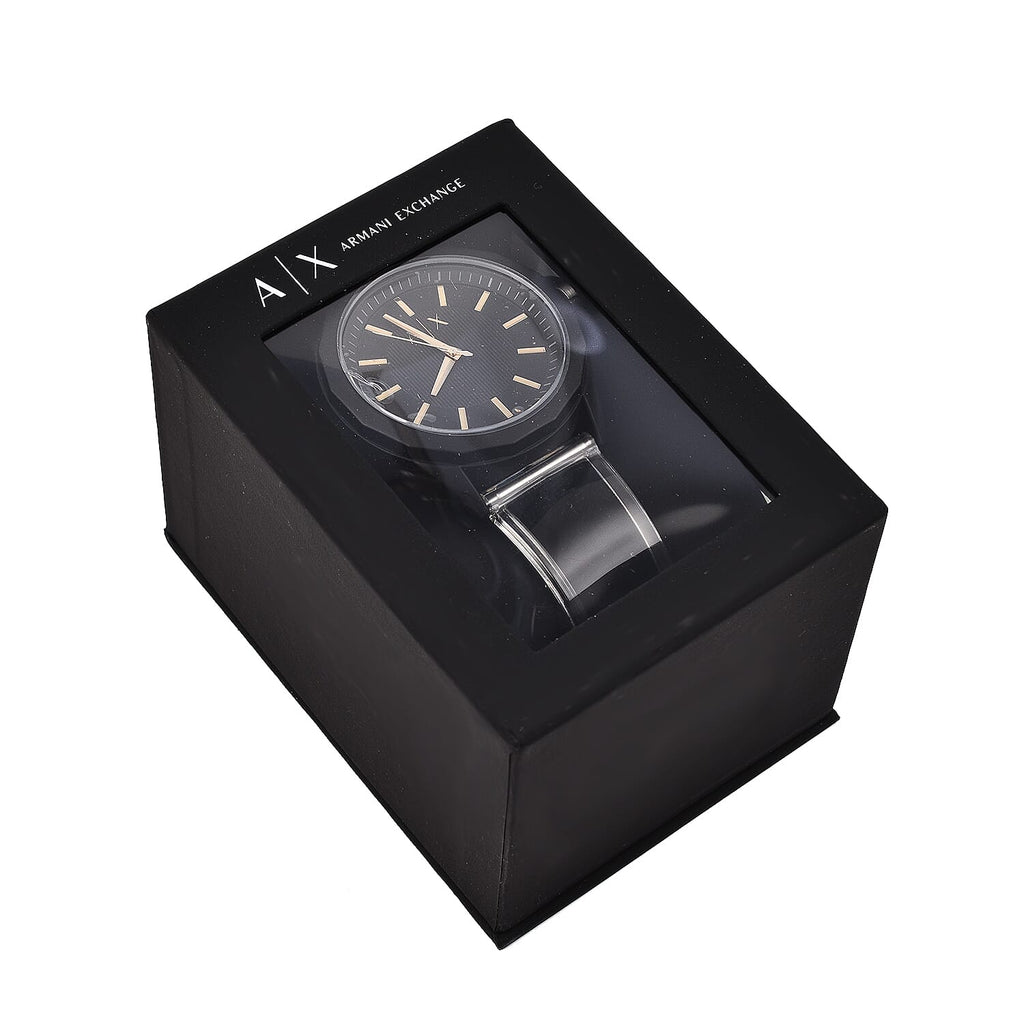 Closeout Deal - ARMANI EXCHANGE Gold Tone 3 Hand Analogue 5 ATM Water Resistant Watch -Black