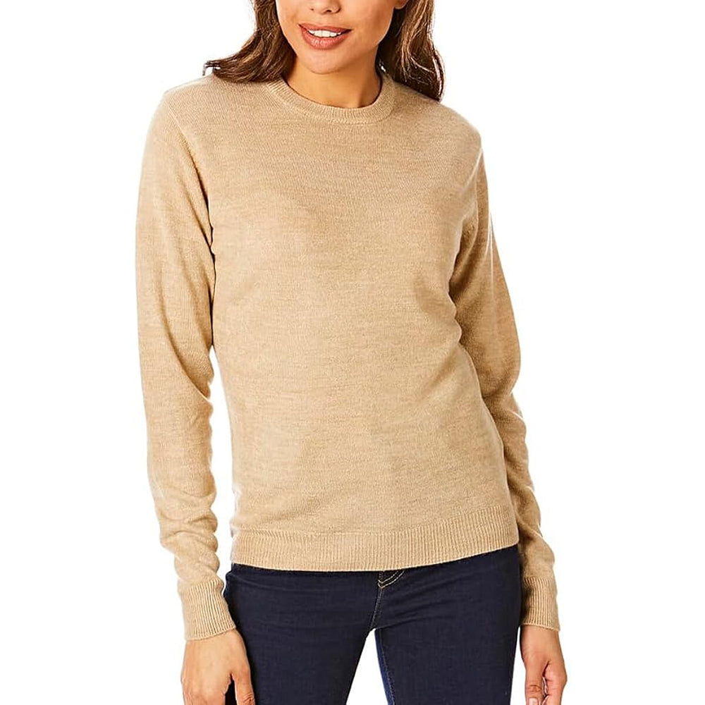 Closeout Deal 100% Acrylic Supersoft Crew Neck Knit Jumper (Size M) - Beige