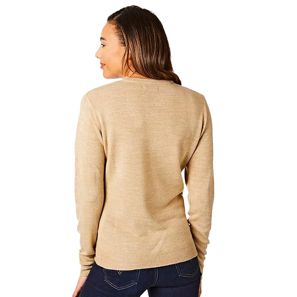 Closeout Deal 100% Acrylic Supersoft Crew Neck Knit Jumper (Size M) - Beige