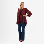Closeout Deal- Marina Kaneva Bowtie Blouse (Size 10) - Chocolate