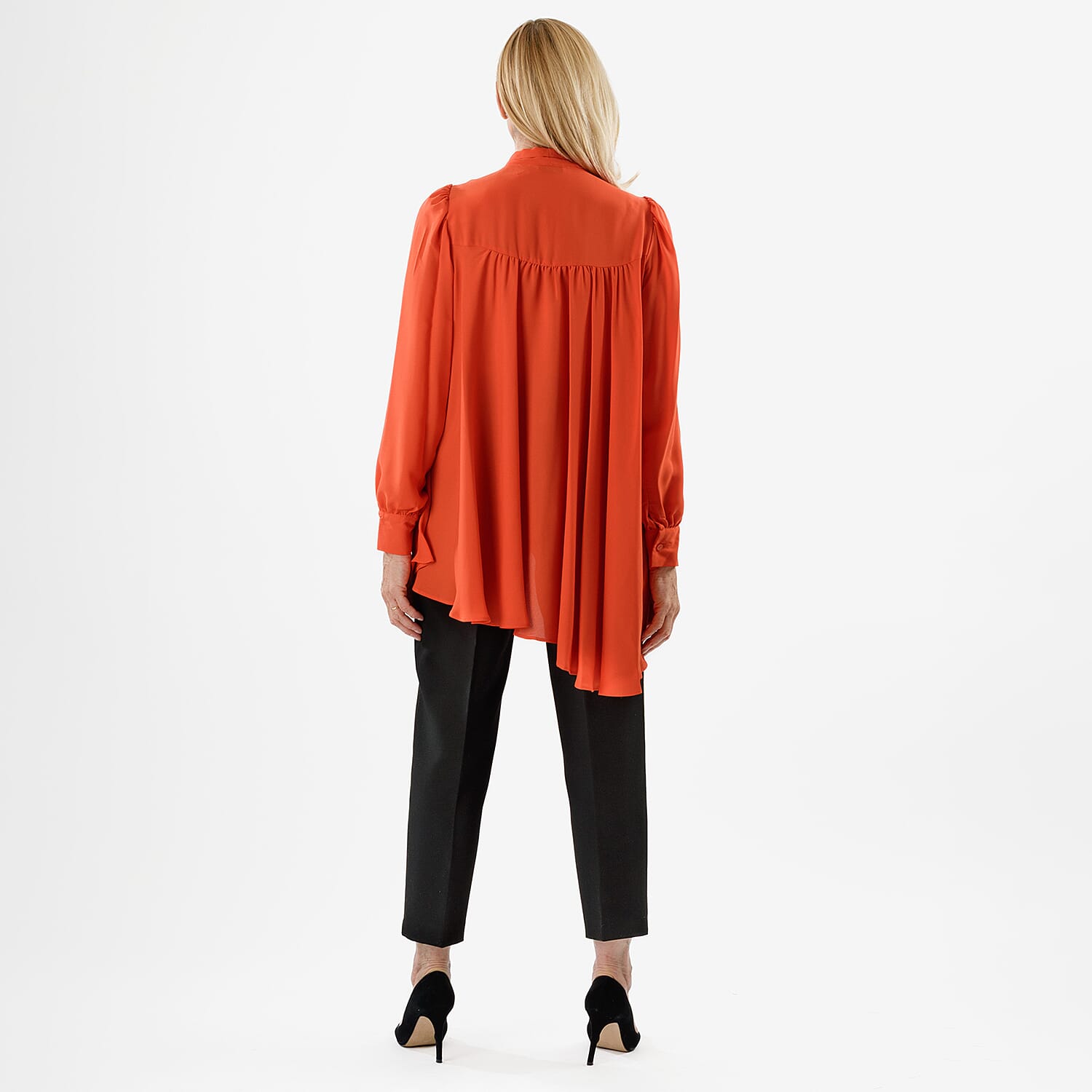 Closeout Deal- Marina Kaneva Bowtie Blouse (Size 10) - Orange