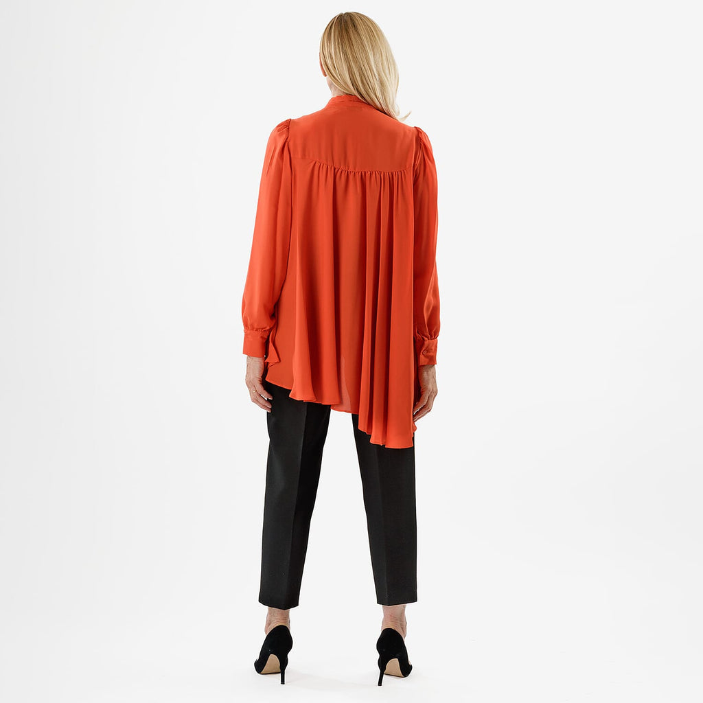 Closeout Deal- Marina Kaneva Bowtie Blouse (Size 20) - Orange