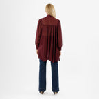 Closeout Deal- Marina Kaneva Bowtie Blouse (Size 22) - Chocolate
