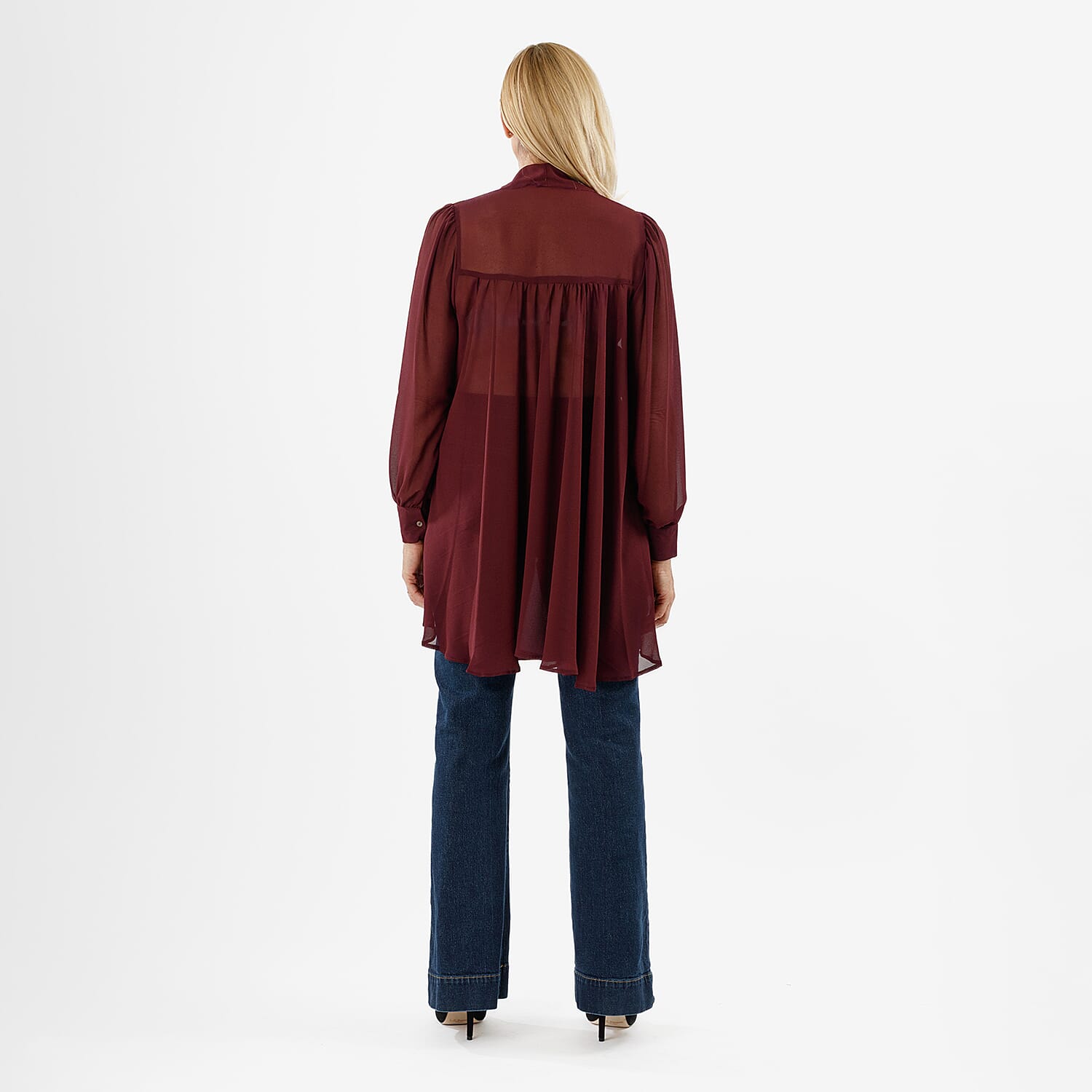 Closeout Deal- Marina Kaneva Bowtie Blouse (Size 22) - Chocolate