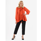 Closeout Deal- Marina Kaneva Bowtie Blouse (Size 22) - Orange